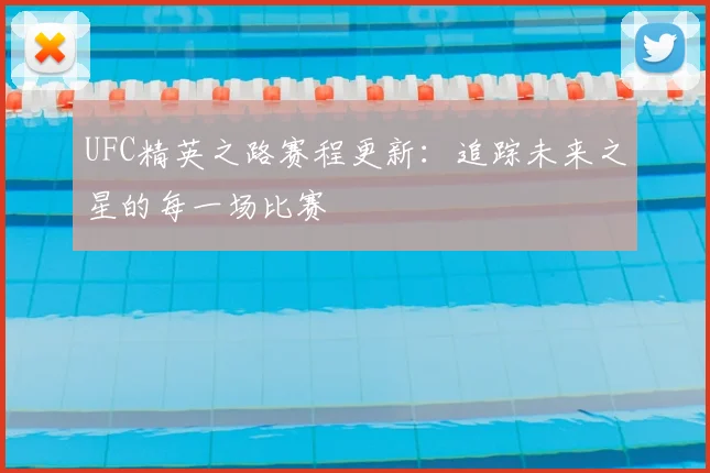 UFC精英之路赛程更新：追踪未来之星的每一场比赛